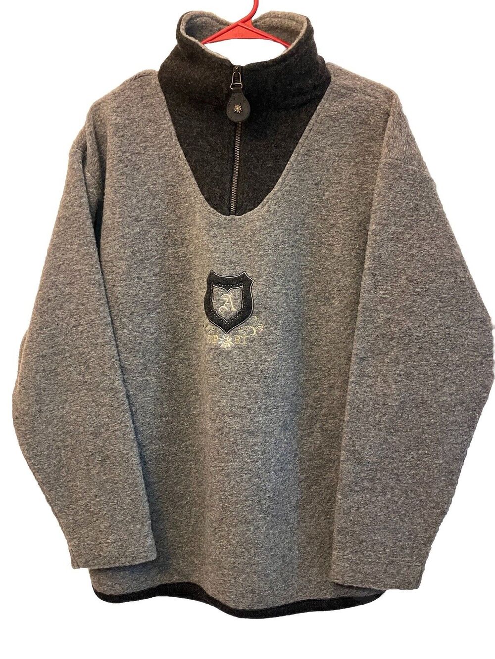 ALPENLAND Sport Mens Gray 1/4 Zip pullover Poly/Wool/Linen Blend Medium